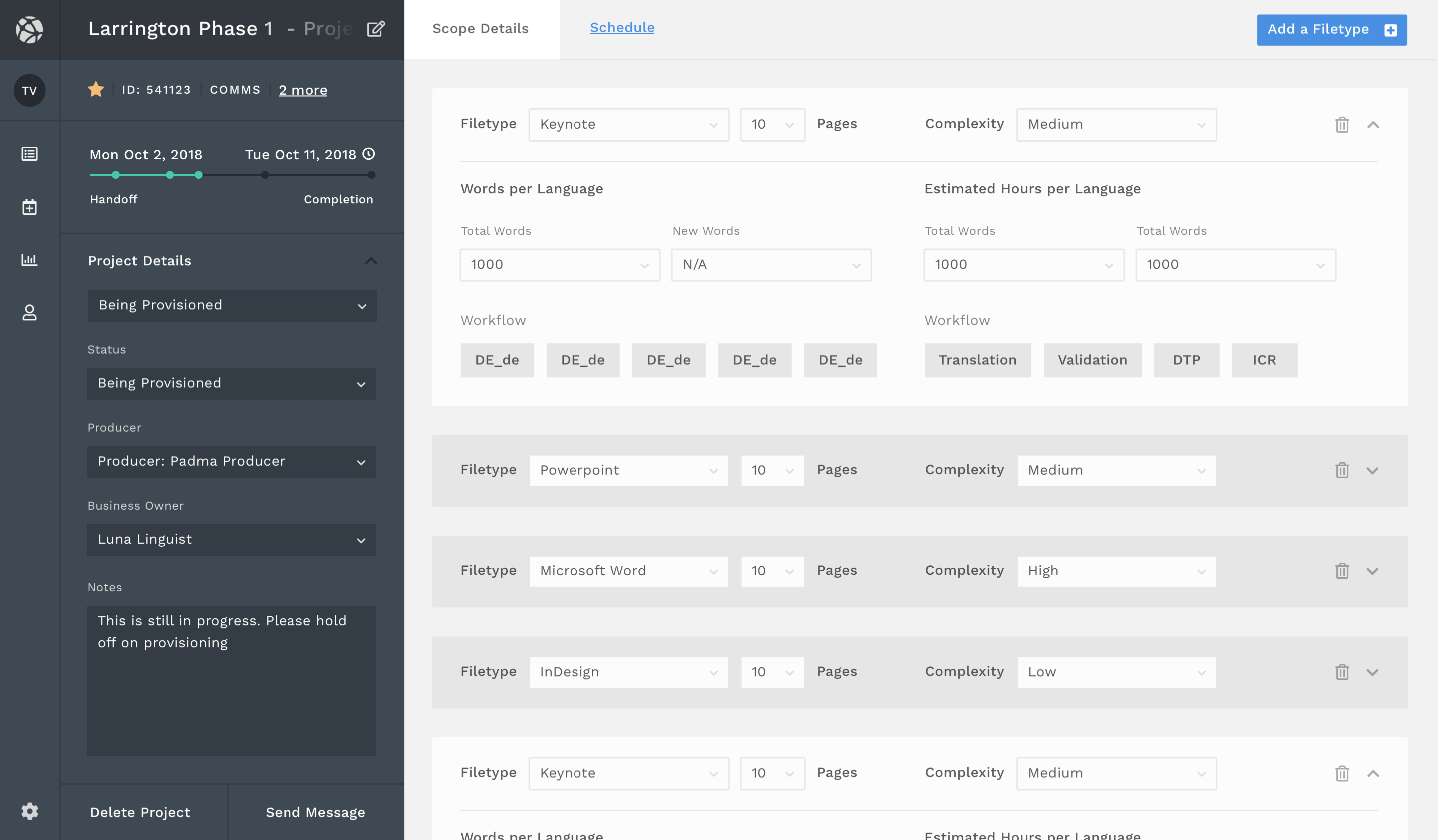 Detailed Planning View